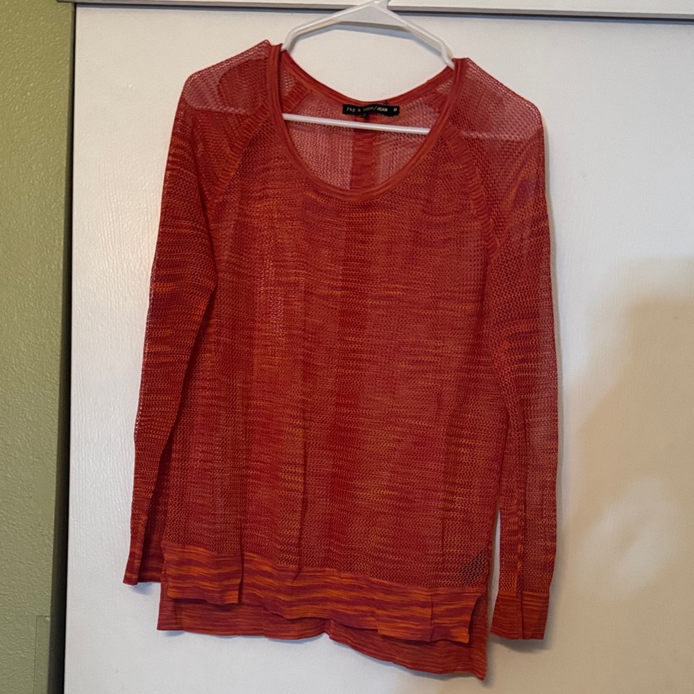 rag & bone Red Orange Long Sleeve Knit Tee